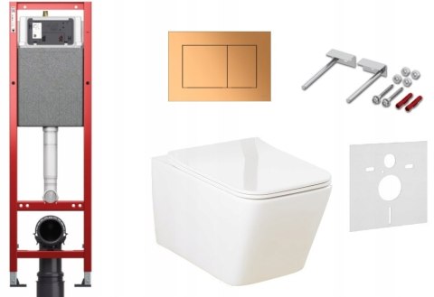 Zestaw podtynkowy 6w1 STELAŻ TECE 32cm + MISKA Przycisk TeceNow mosiądz