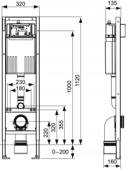 Zestaw podtynkowy 6w1 STELAŻ TECE 32cm + MISKA Przycisk TeceNow mosiądz