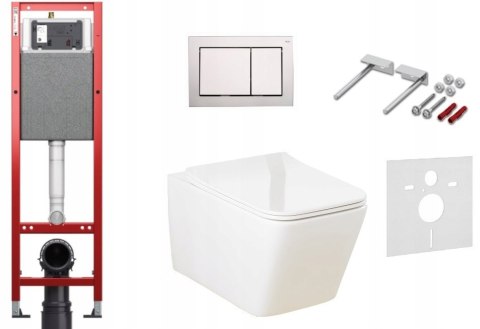 Zestaw podtynkowy 6w1 STELAŻ TECE 32cm + MISKA Przycisk Tecebase chrom-mat