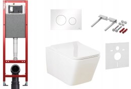 Zestaw podtynkowy 6w1 STELAŻ TECE 32cmwąski + MISKA Przycisk TeceLoop biały