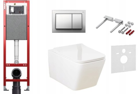 Zestaw podtynkowy 6w1 STELAŻ TECE 32cmwąski + MISKA Przycisk Tecebase chrom