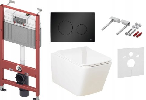 Zestaw podtynkowy 6w1 STELAŻ TECE + MISKA Przycisk TeceLoop czarny