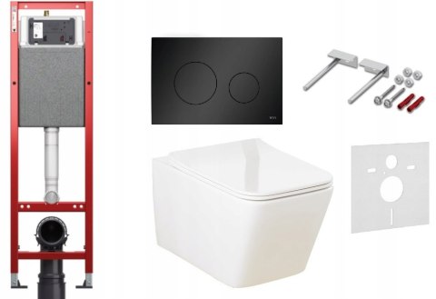 Zestaw podtynkowy 6w1 STELAŻ TECE + MISKA Przycisk TeceLoop czarny