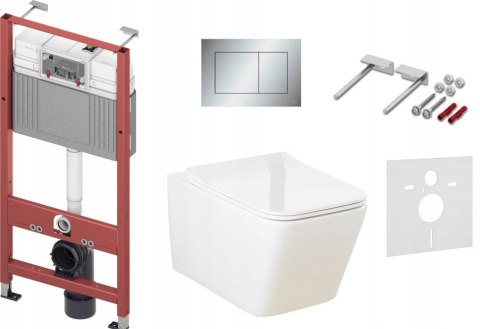 Zestaw podtynkowy 6w1 STELAŻ TECE + MISKA Przycisk TeceNow Chrom-mat