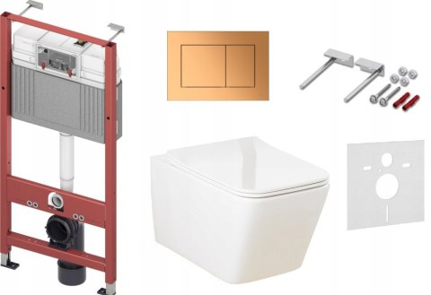 Zestaw podtynkowy 6w1 STELAŻ TECE + MISKA Przycisk TeceNow mosiądz