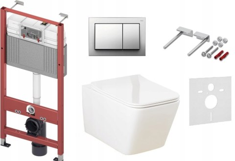 Zestaw podtynkowy 6w1 STELAŻ TECE + MISKA Przycisk Tecebase chrom