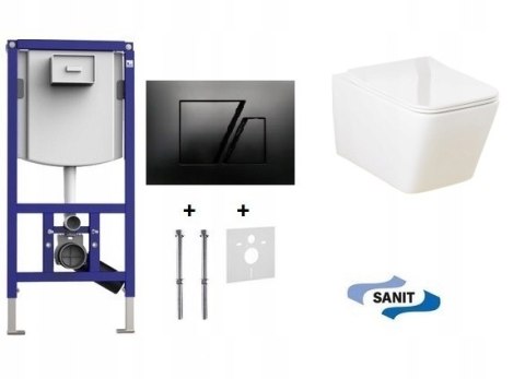 Zestaw podtynkowy WC SANIT INEO + Miska 6w1 przycisk Sanit czarny