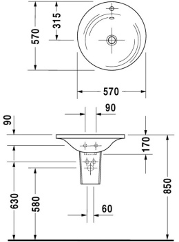 Umywalka Duravit Starck 57cm 040557