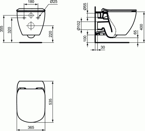 Ideal Standard Tesi AquaBlade Miska WC Wisząca + Deska T007901+T352701