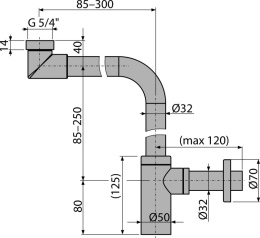 Półsyfon umywalkowy DN 32 DESIGN metalowy, A403