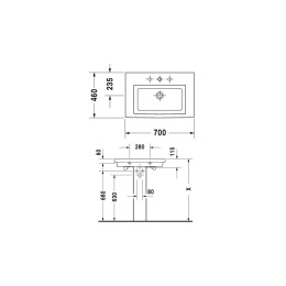 Umywalka Duravit 2nd floor 70x46 cm prostokątna biała 04917000000