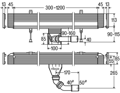 VIEGA Advantix Vario Kompletny odpływ ścienny
