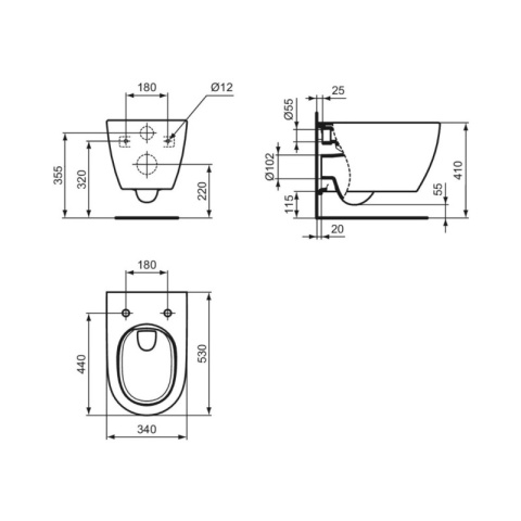Zestaw podtynkowy wąski 32 cm WC TECE I.LIFE O HYDROTWIST Miska Stelaż 6w1 biały